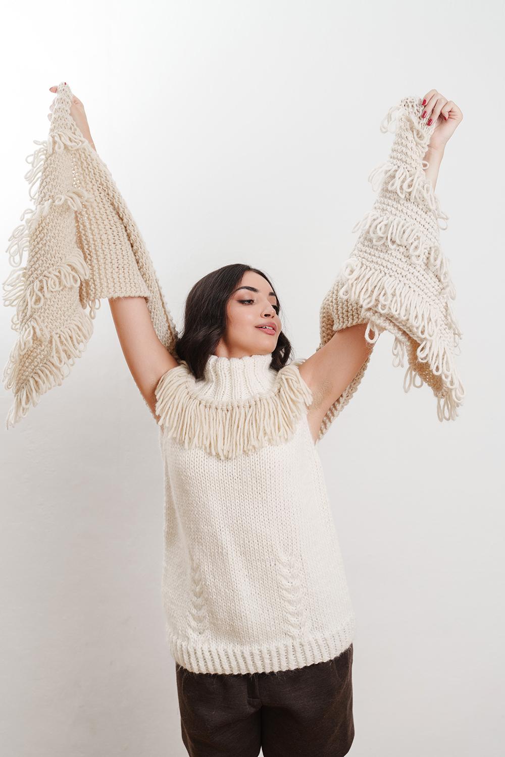 Tricot à Porter Sciarpa con finitura punto pelliccia Online