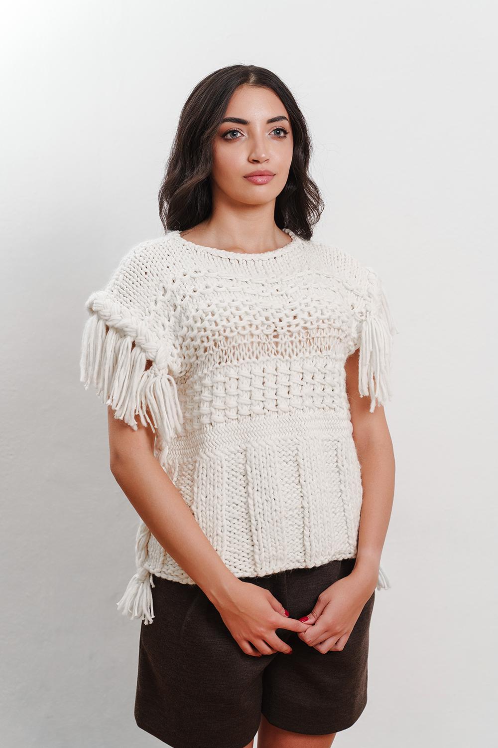 Tricot à Porter Maglia s/m con frange e trecce Offerte