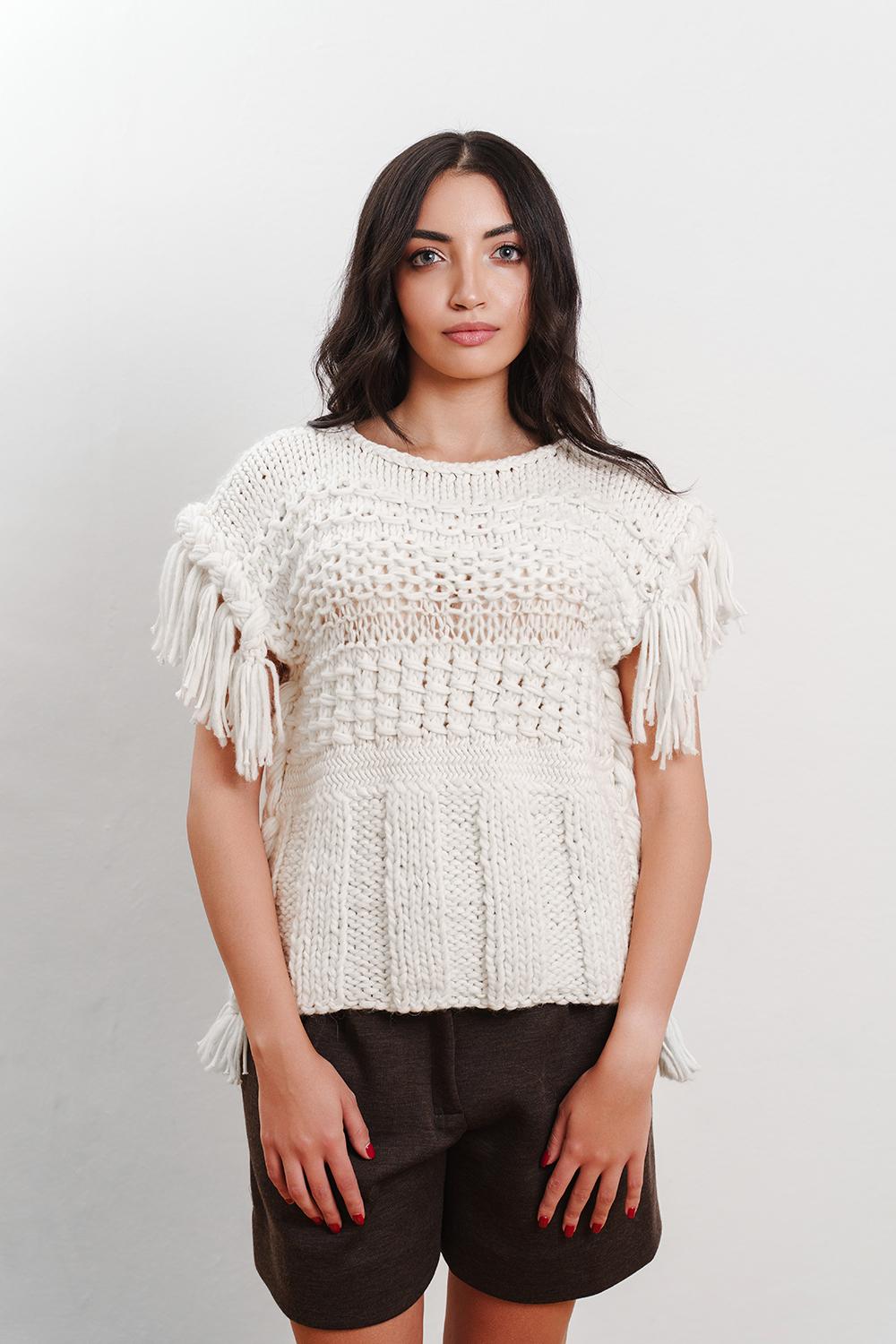 Tricot à Porter Maglia s/m con frange e trecce Offerte