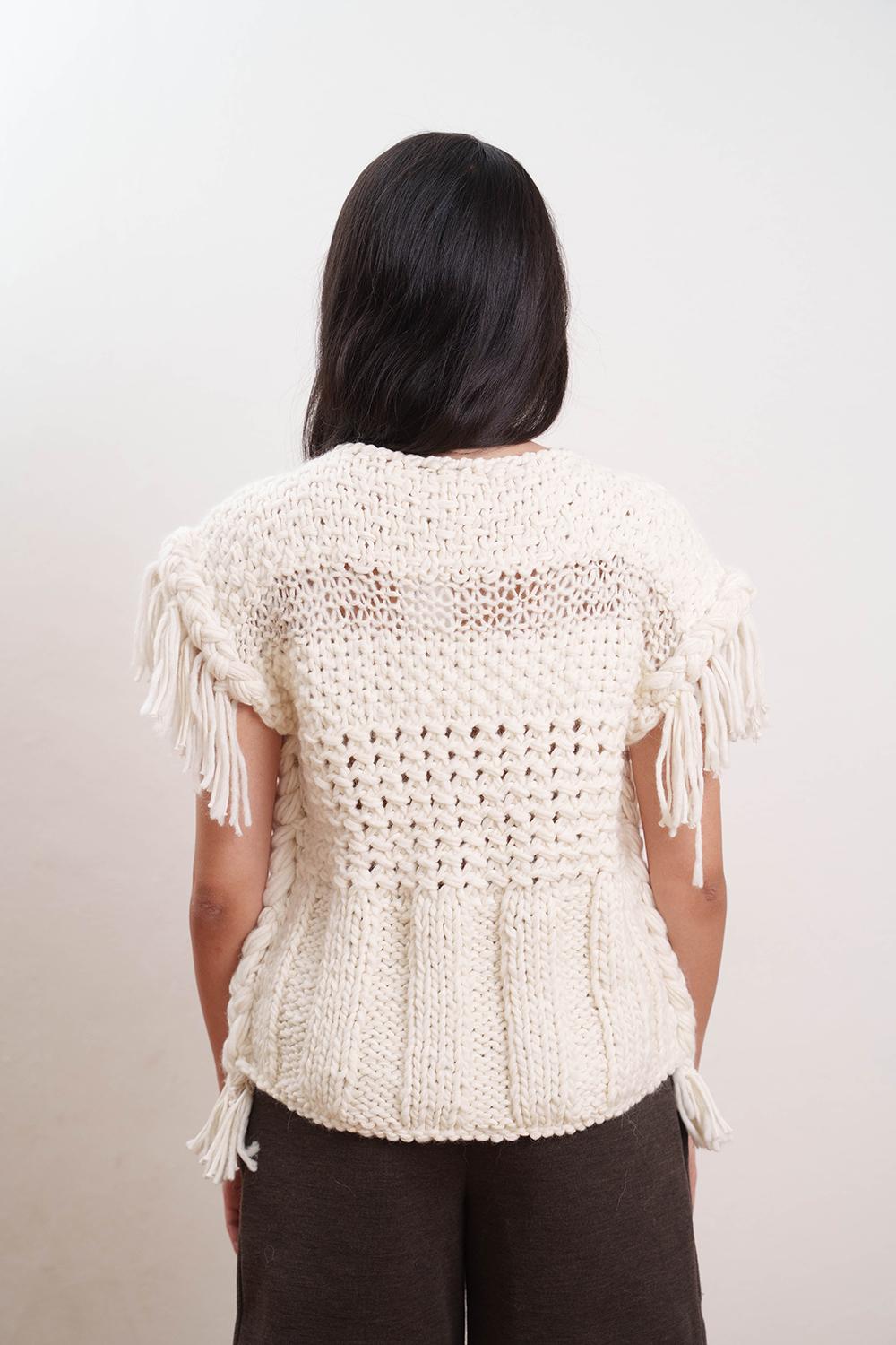 Tricot à Porter Maglia s/m con frange e trecce Offerte