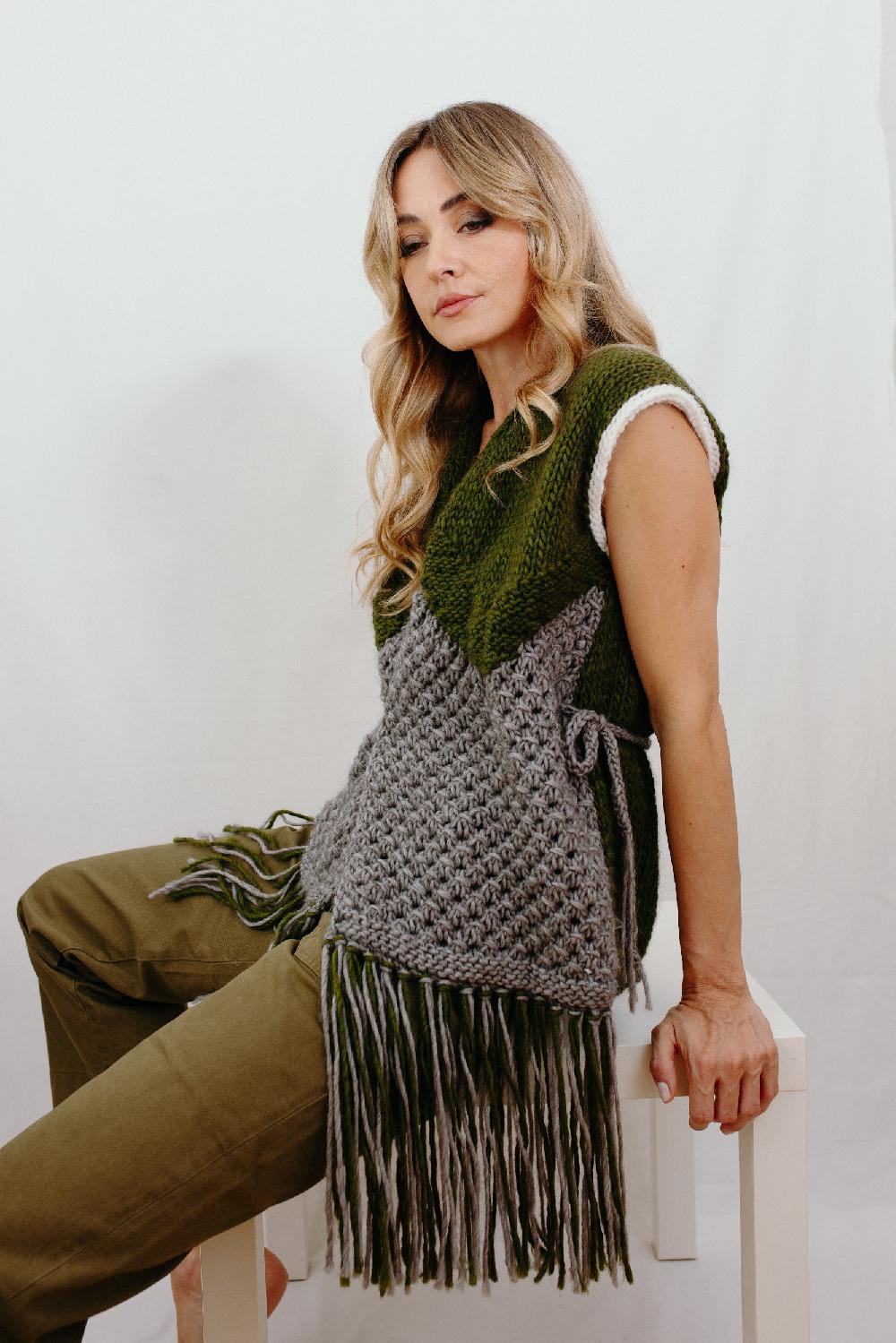 Tricot à Porter Gilet aperto con frange Saldi