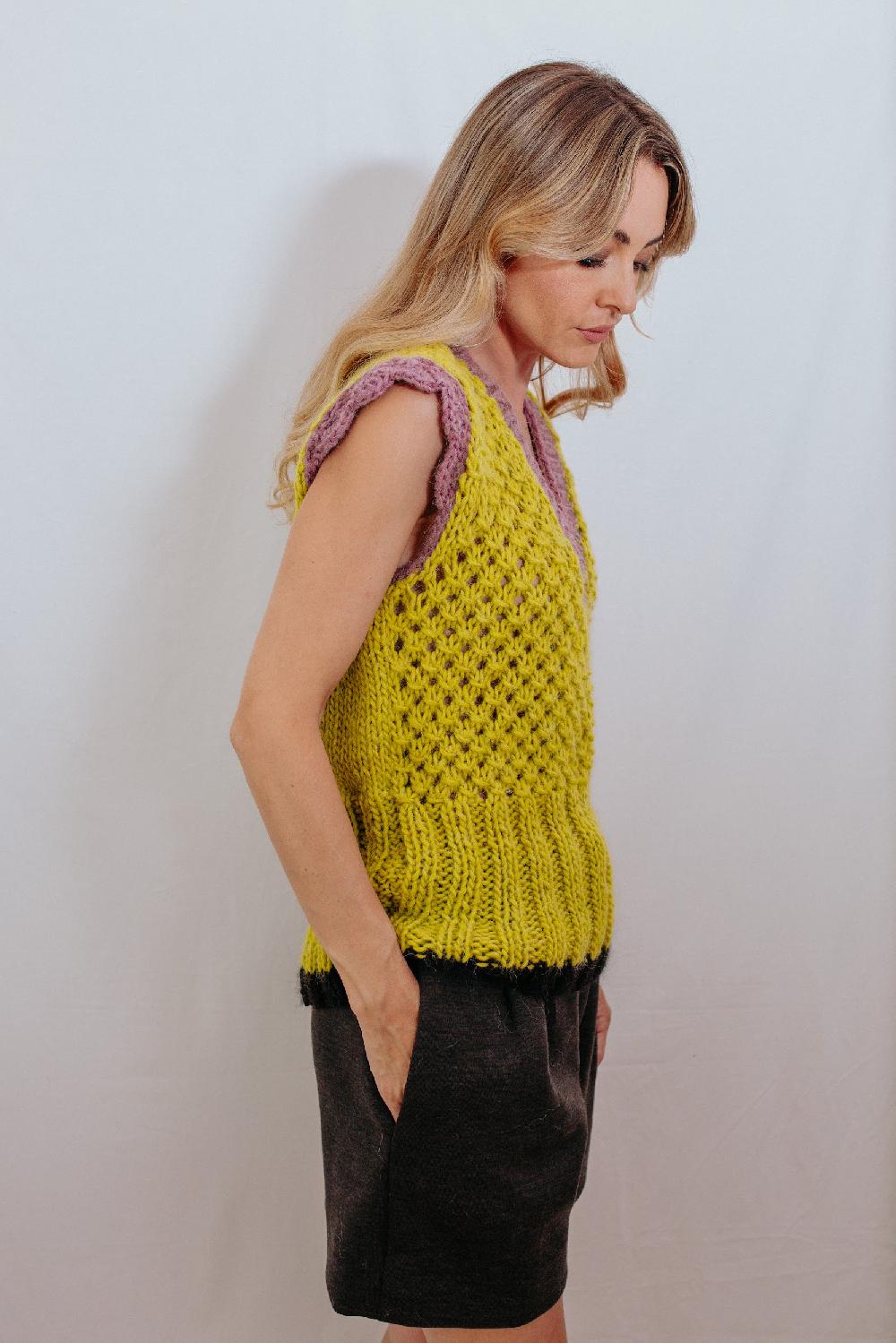 Tricot à Porter Gilet con bordo a coste alte In Linea