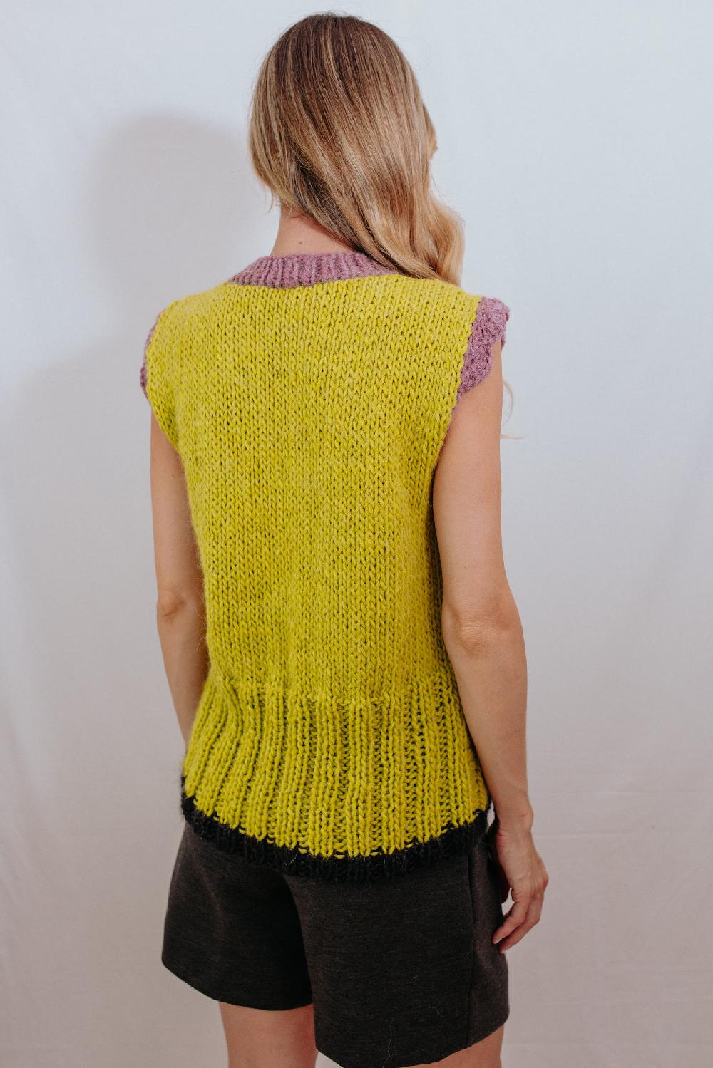 Tricot à Porter Gilet con bordo a coste alte In Linea