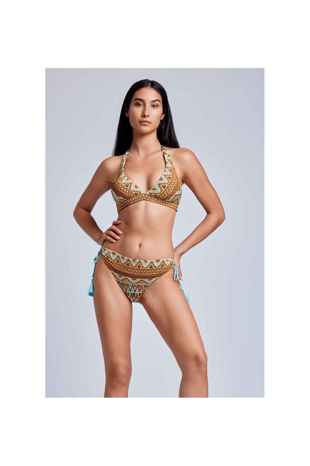 Vacanze Italiane Bikini con allacciatura al collo Nocciola Nuova