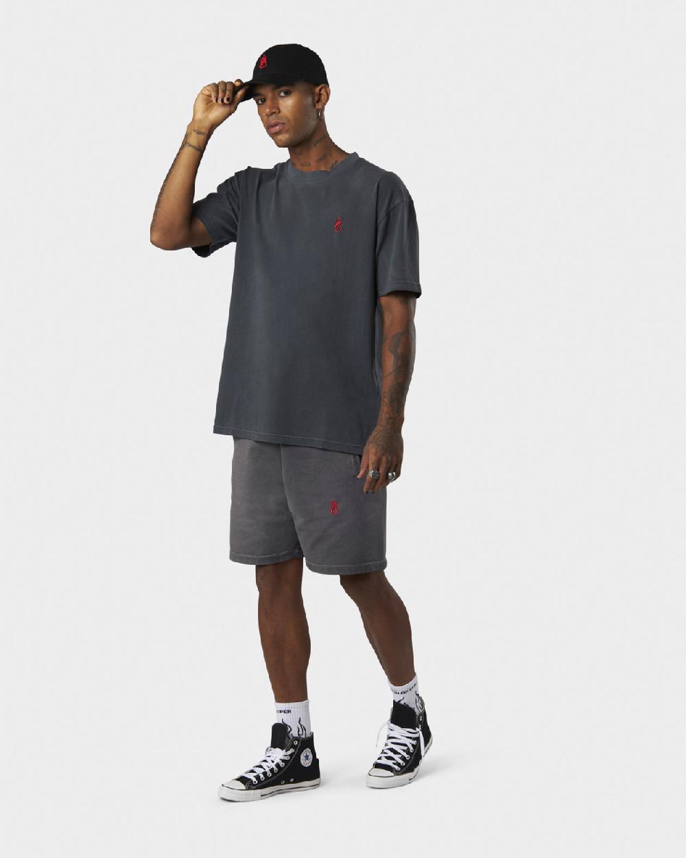 Vision Of Super COLD WASH T-SHIRT WITH RED EMBROIDERED FLAMEAND PRINTED LOGO Sottocosto