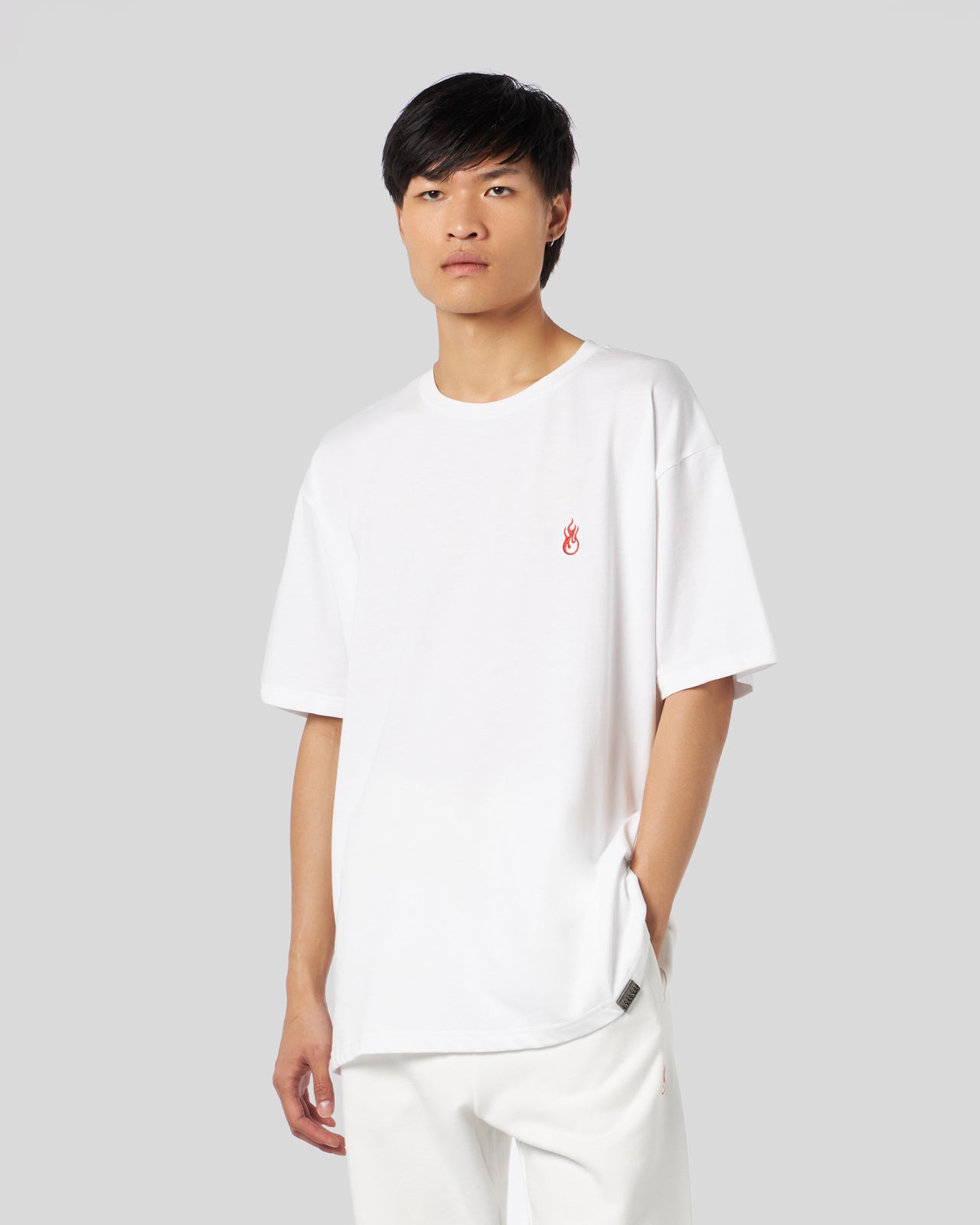 Vision Of Super WHITE T-SHIRT WITH FLAMES LOGO In Vendita