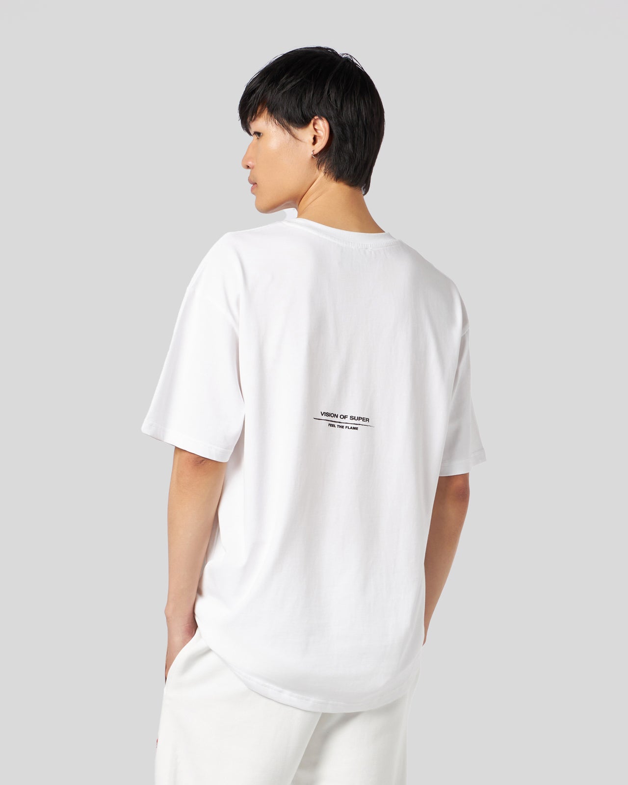 Vision Of Super WHITE T-SHIRT WITH FLAMES LOGO In Vendita
