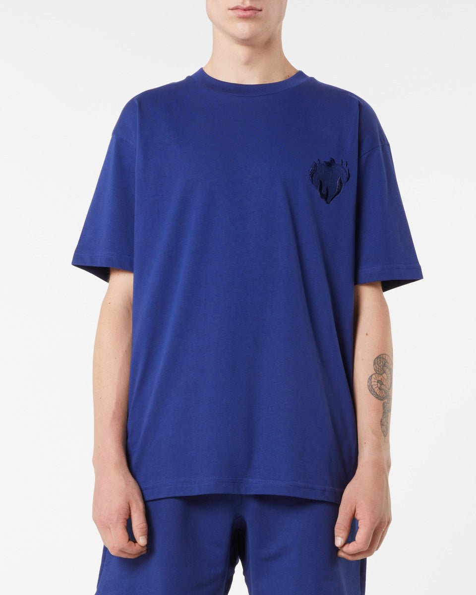 Vision Of Super BLUE T-SHIRT WITH EMBROIDERED FLAMING HEART Hotsell