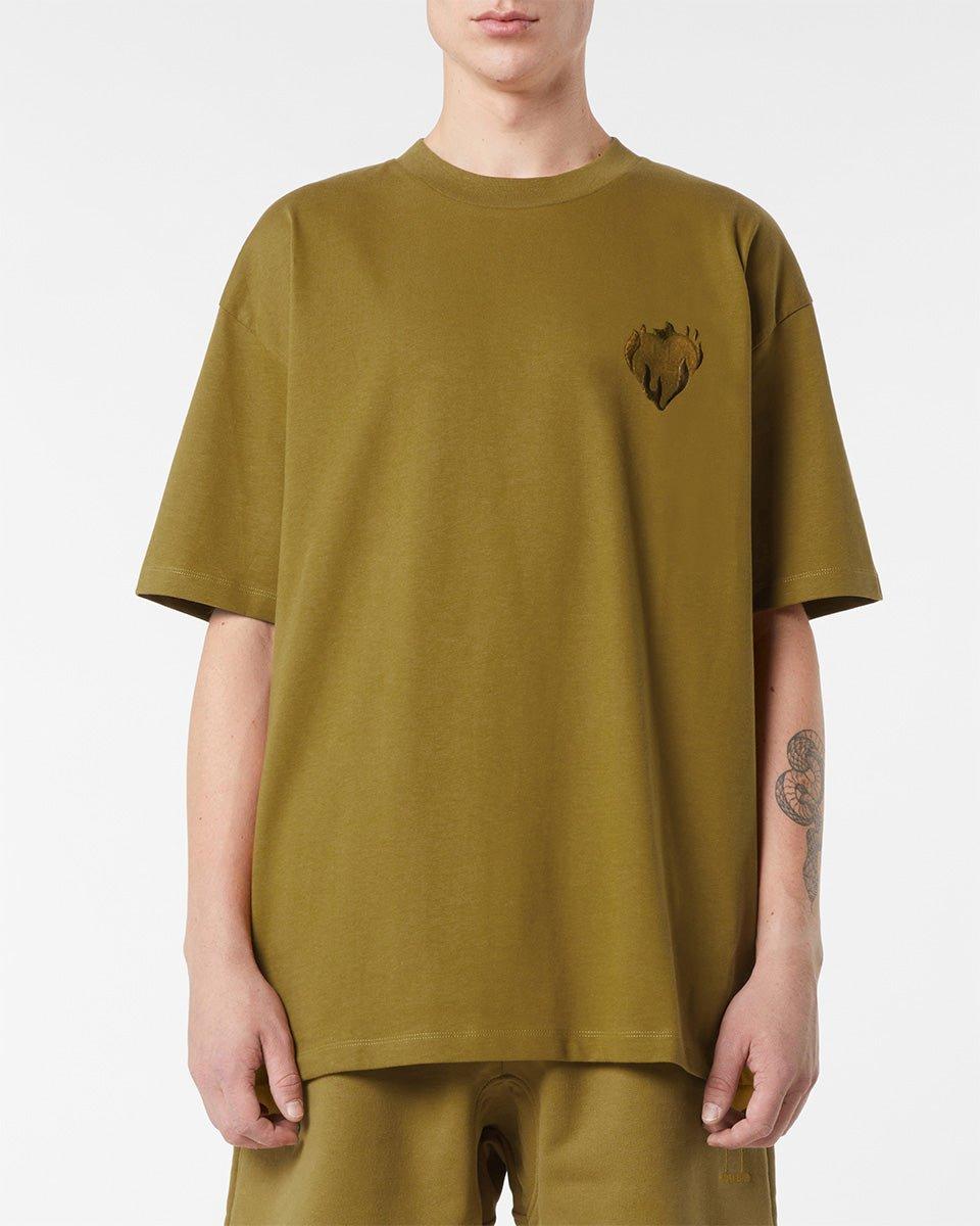 Vision Of Super PLANTATION T-SHIRT WITH EMBROIDERED FLAMING HEART Saldi Di Fabbrica