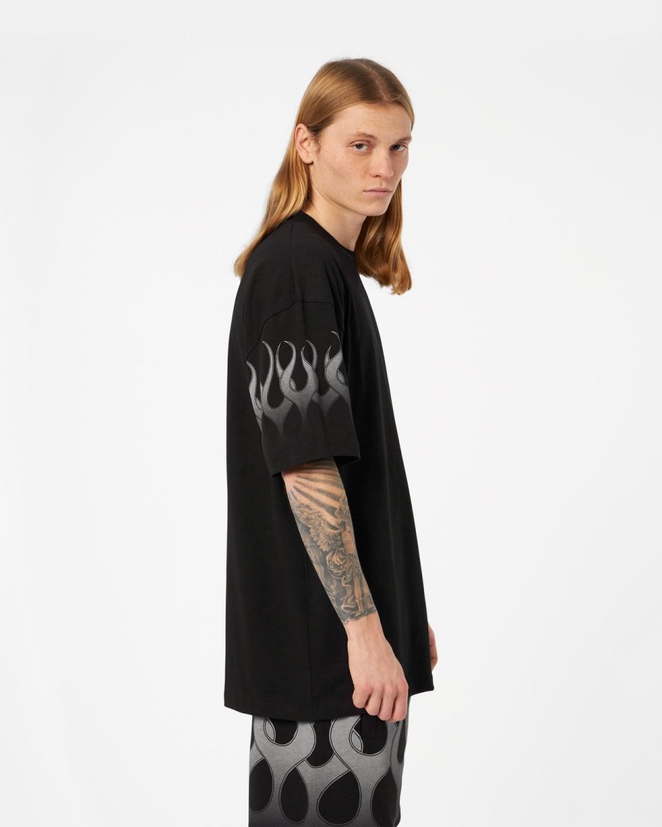 Vision Of Super BLACK T-SHIRT WITH GREY FLAMES 2025