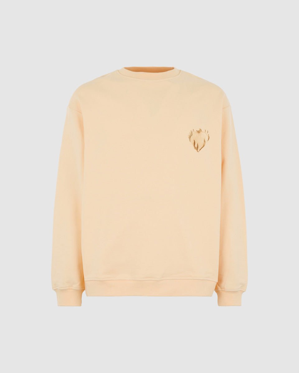 Vision Of Super PEACH CREWNECK WITH EMBROIDERED FLAMING HEART Acquista Ora