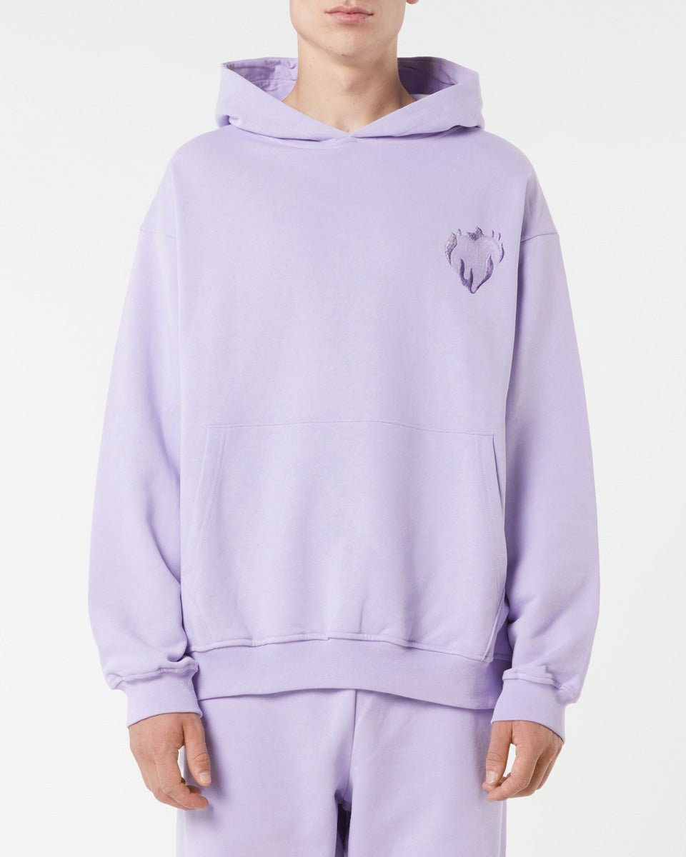 Vision Of Super LILAC HOODIE WITH EMBROIDERED FLAMING HEART Promozione Limitata