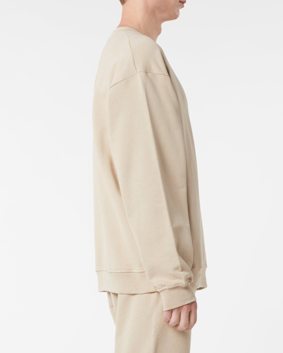 Vision Of Super LIGHT BROWN CREWNECK WITH EMBROIDERED FLAMING HEART Affare Del Giorno