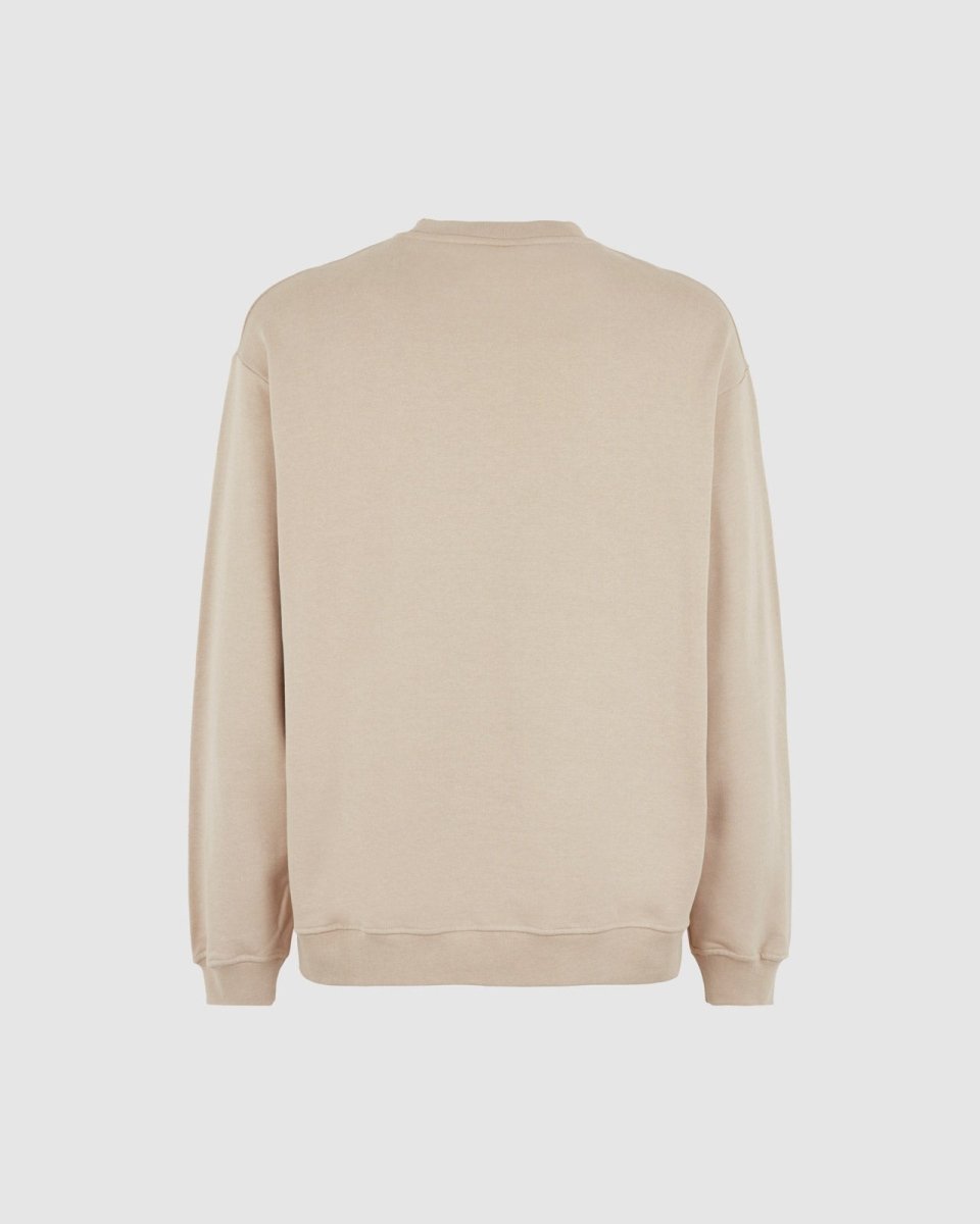 Vision Of Super LIGHT BROWN CREWNECK WITH EMBROIDERED FLAMING HEART Affare Del Giorno