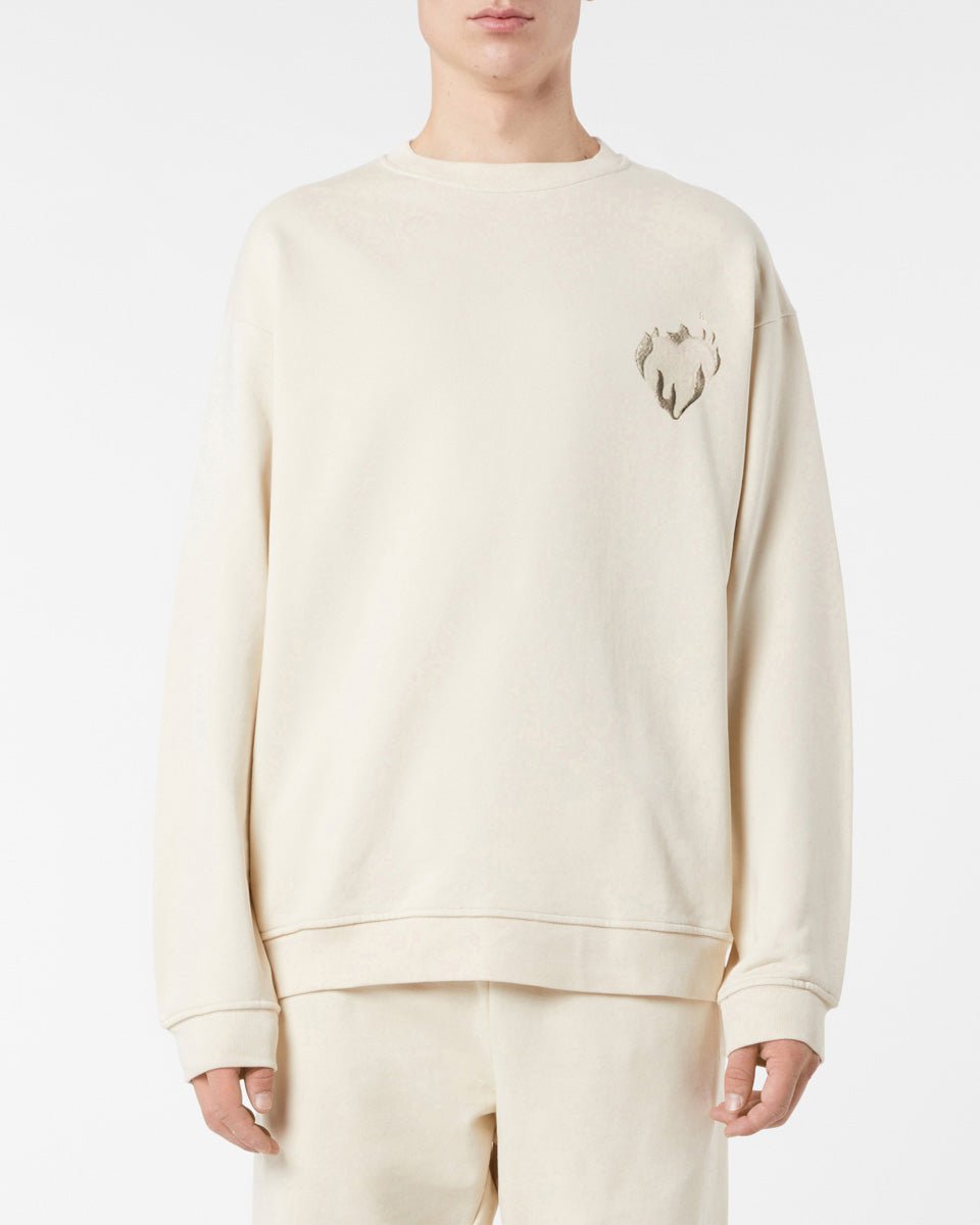 Vision Of Super SAND CREWNECK WITH EMBROIDERED FLAMING HEART Outlet