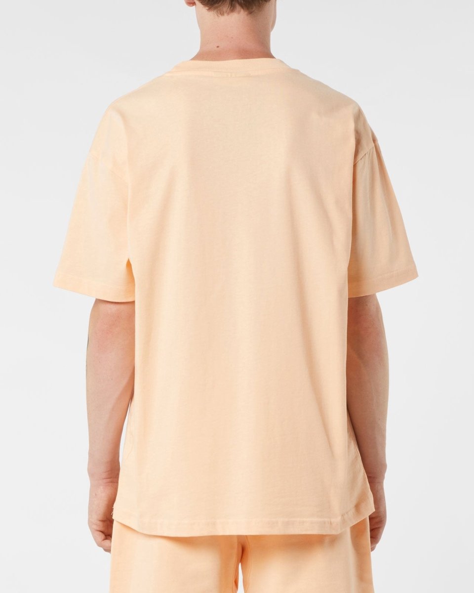 Vision Of Super PEACH T-SHIRT WITH EMBROIDERED FLAMING HEART In Vendita