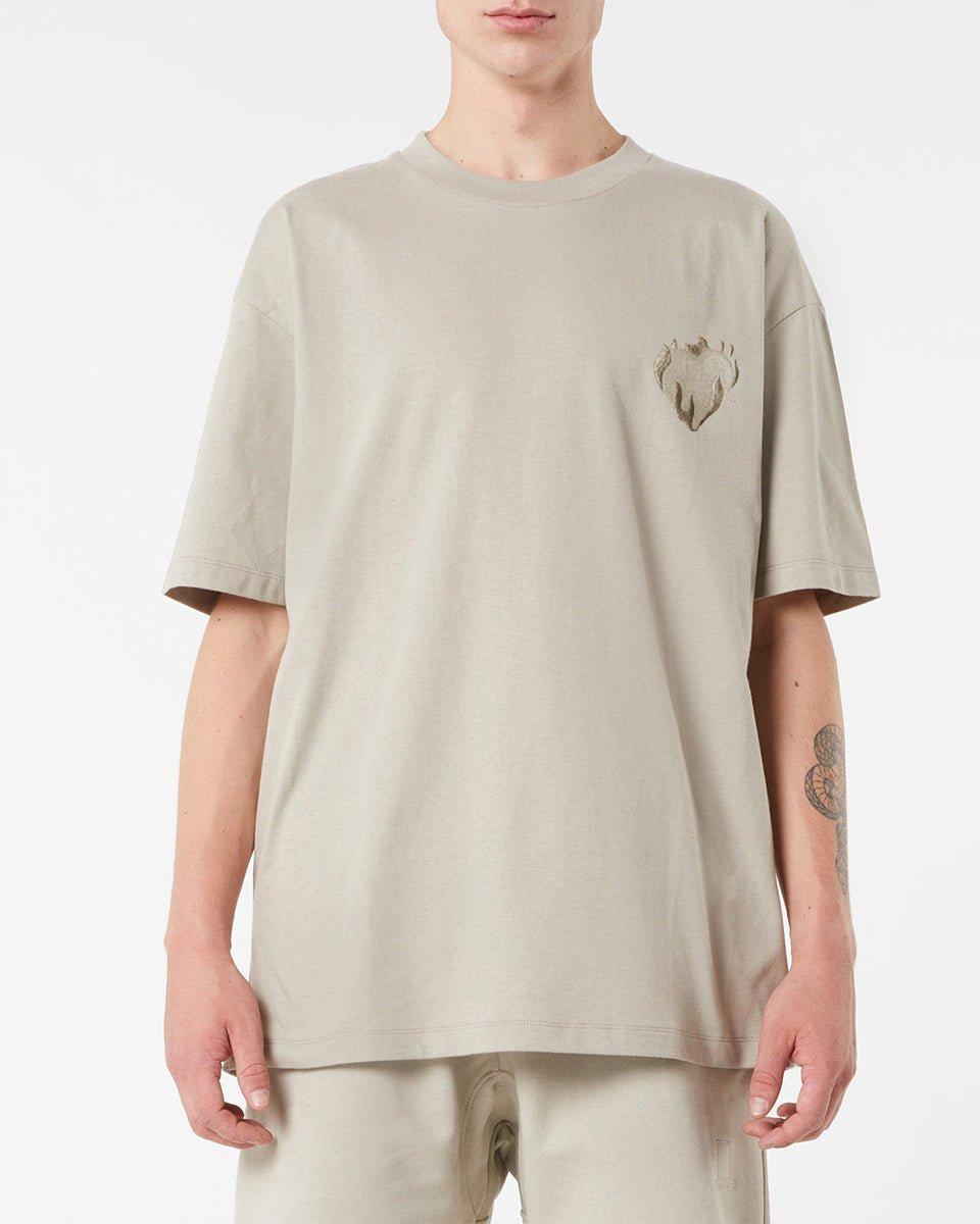 Vision Of Super LONDON FOG T-SHIRT WITH EMBROIDERED FLAMING HEART Nuova