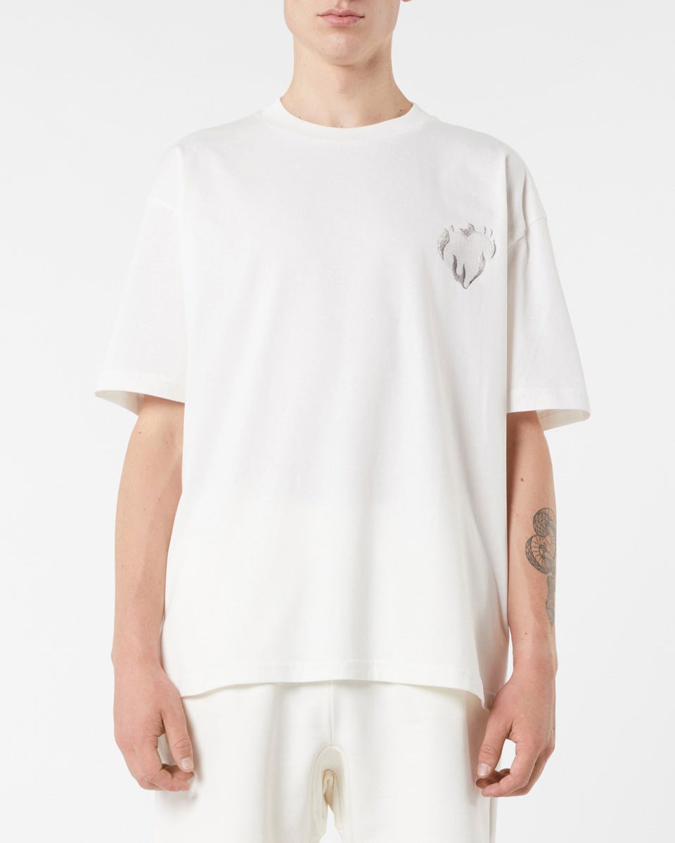 Vision Of Super OFF WHITE T-SHIRT WITH EMBROIDERED FLAMING HEART 2025