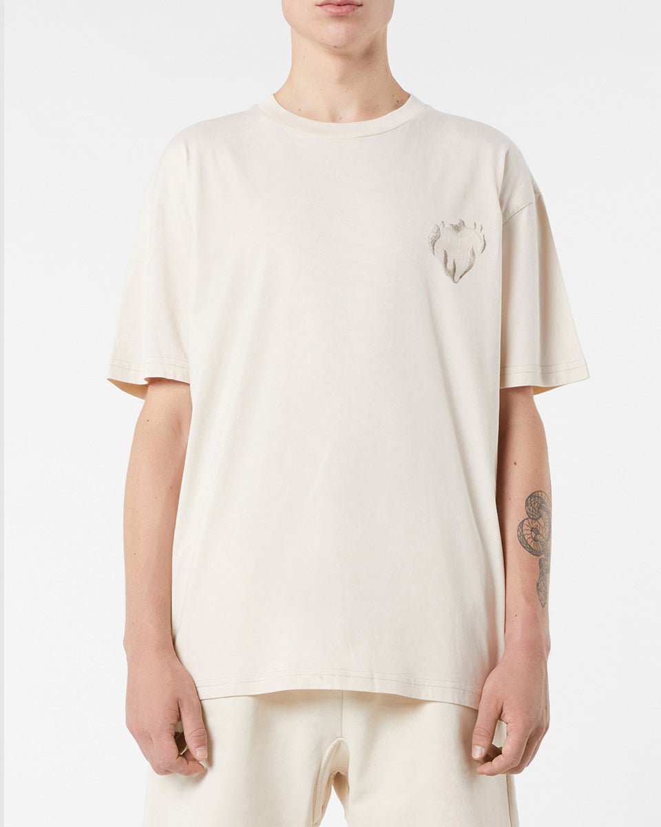 Vision Of Super SAND T-SHIRT WITH EMBROIDERED FLAMING HEART Italy
