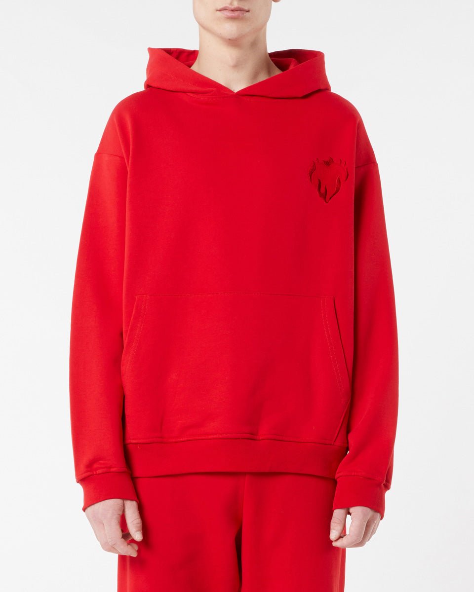 Vision Of Super RED HOODIE WITH EMBROIDERED FLAMING HEART 2025