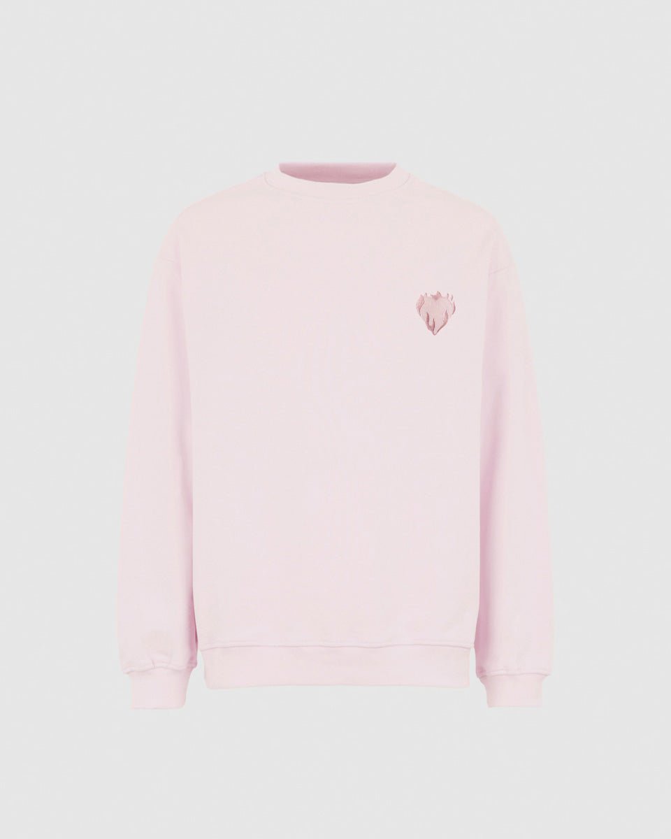 Vision Of Super PINK CREWNECK WITH EMBROIDERED FLAMING HEART Pezzi Unici