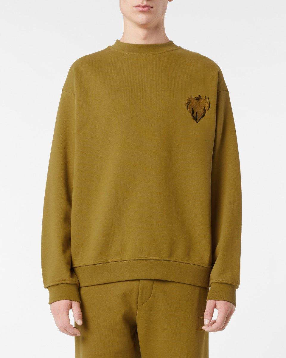 Vision Of Super PLANTATION CREWNECK WITH EMBROIDERED FLAMING HEART Sottocosto