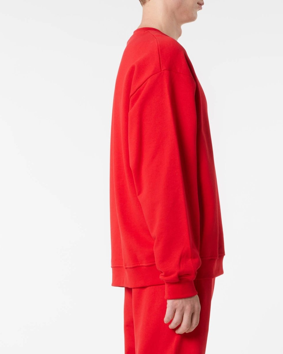 Vision Of Super RED CREWNECK WITH EMBROIDERED FLAMING HEART Convenienza