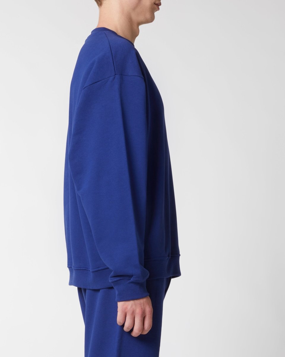 Vision Of Super BLUE CREWNECK WITH EMBROIDERED FLAMING HEART Sconto