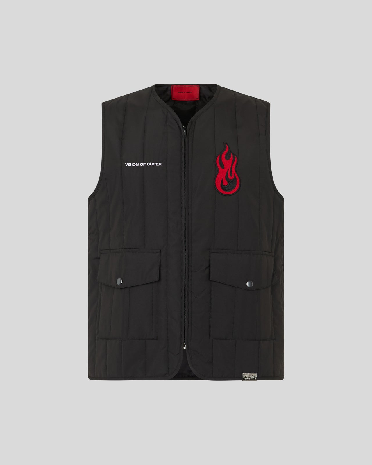 Vision Of Super BLACK GILET WITH VOS GRAPHICS PATCHES AND LOGO