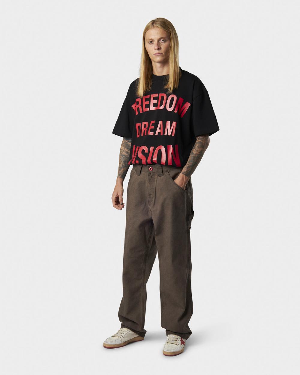 Vision Of Super BROWN WASHED DENIM WITH EMBROIDERED FLAMES ON POCKET AND RED LABEL Outlet