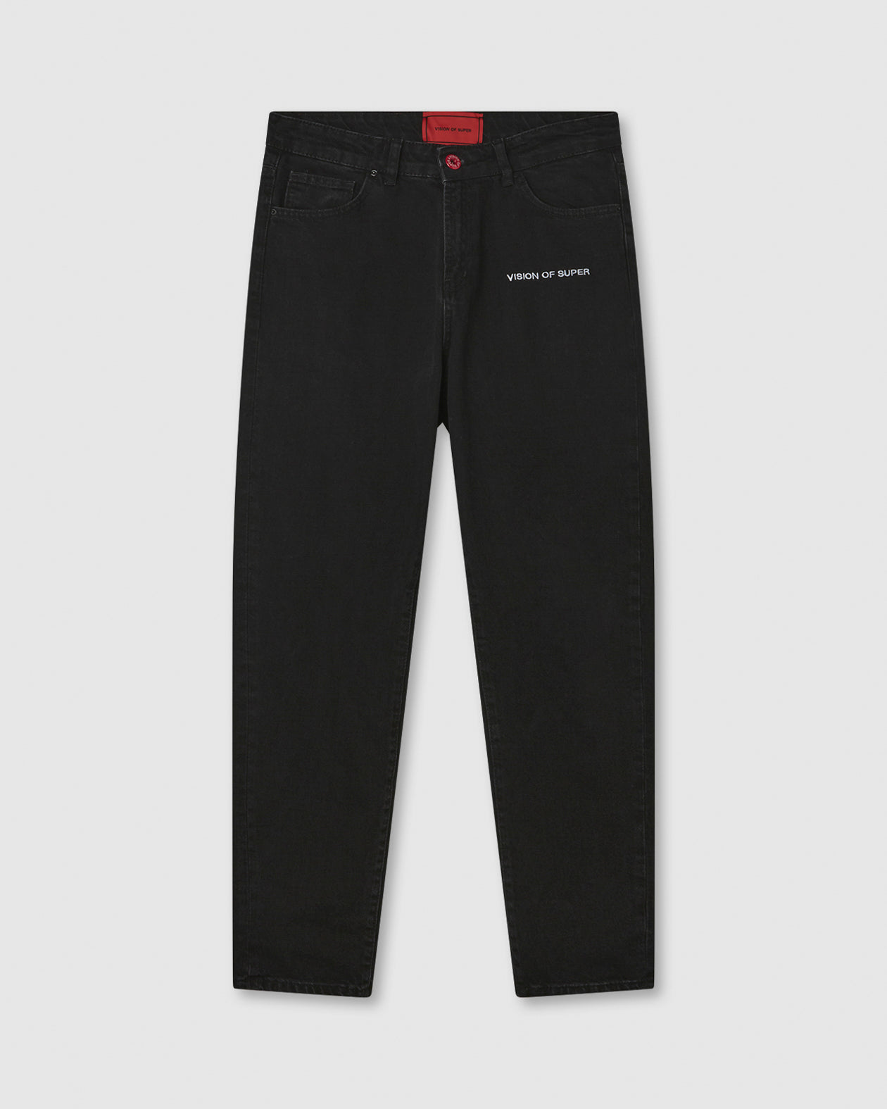 Vision Of Super BLACK DENIM WITH WHITE EMBROIDERED LOGO ON FRONT
