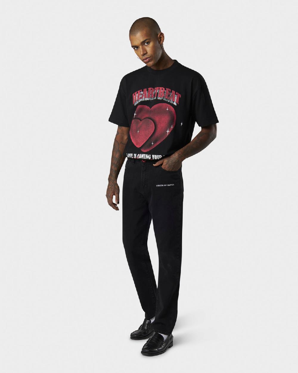Vision Of Super BLACK DENIM WITH WHITE EMBROIDERED LOGO ON FRONT Saldi