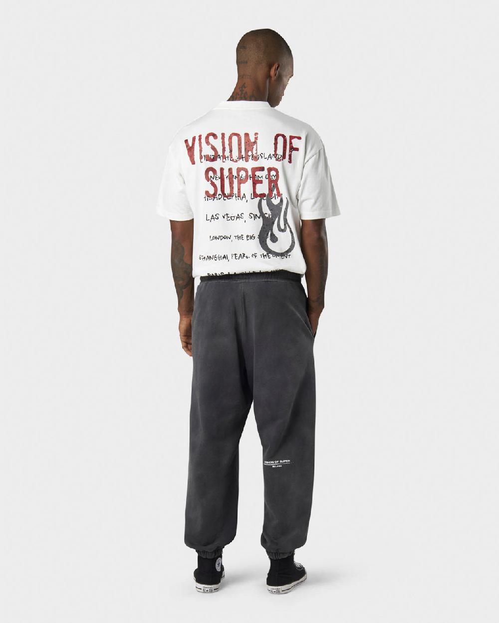 Vision Of Super COLD WASH PANTS WITH RED FLAME METAL LABEL AND PRINTED LOGO I Più Venduti