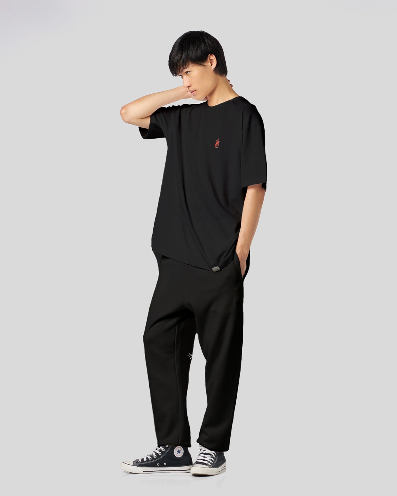 Vision Of Super BLACK PANTS WITH FLAMES LOGO Vendite Flash