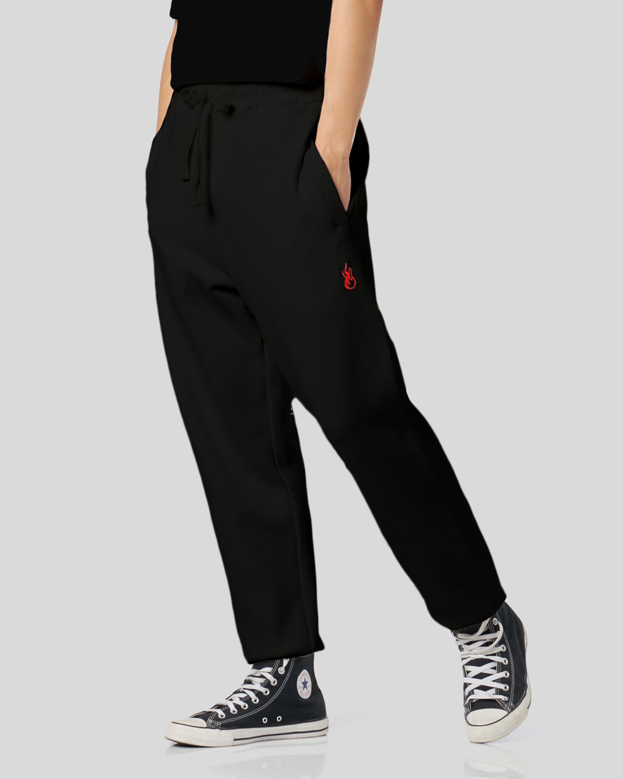 Vision Of Super BLACK PANTS WITH FLAMES LOGO Vendite Flash