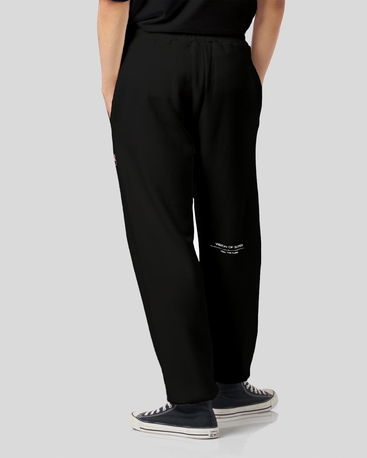 Vision Of Super BLACK PANTS WITH FLAMES LOGO Vendite Flash