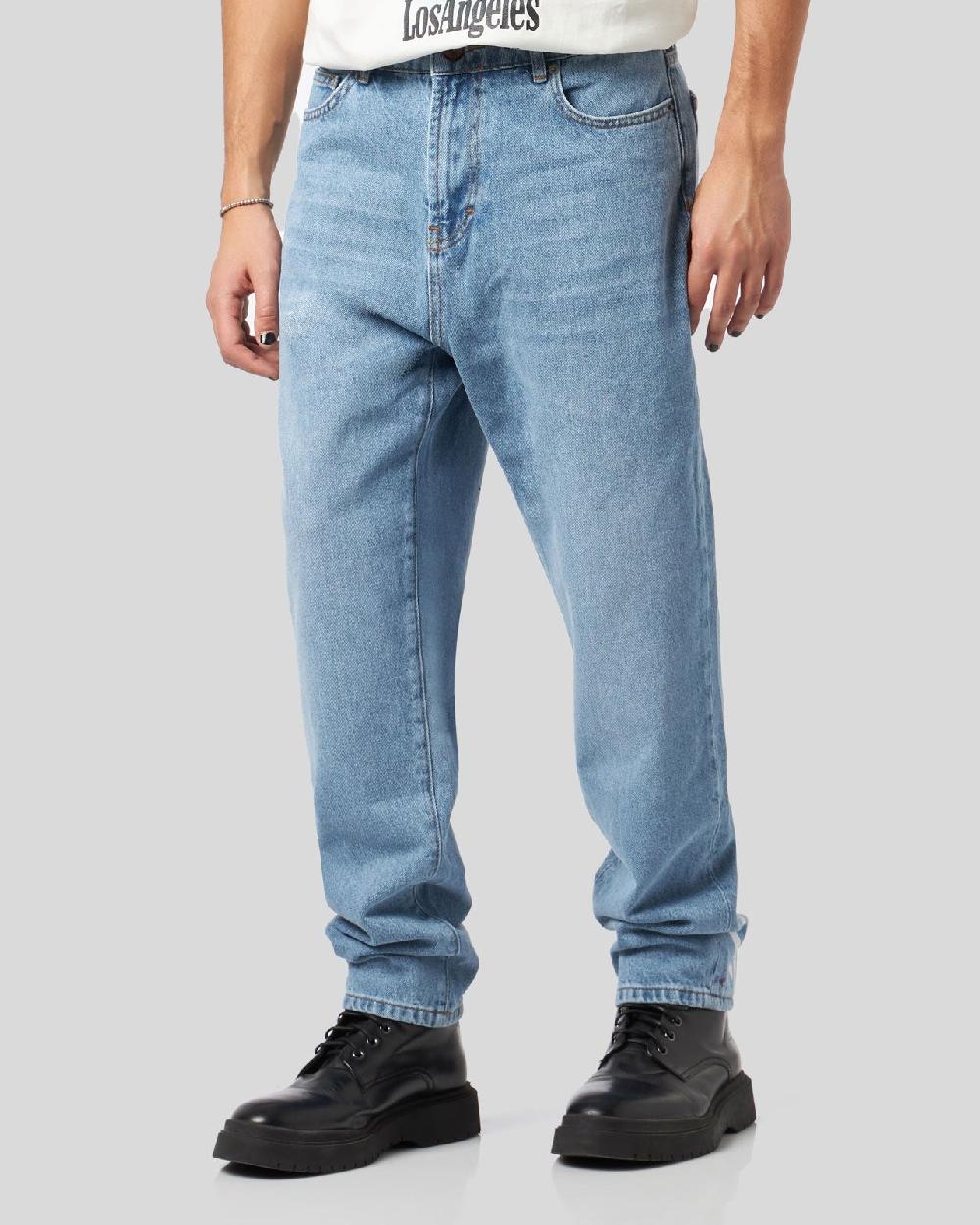 Vision Of Super BLUE DENIM JEANS WITH PRINTED FLAMES AND LOGO Negozio