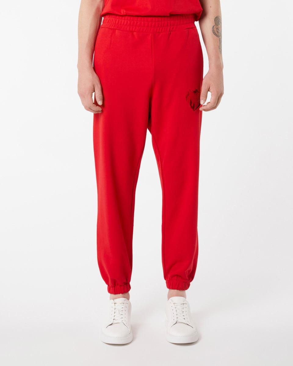 Vision Of Super RED PANTS WITH EMBROIDERED FLAMING HEART 2025