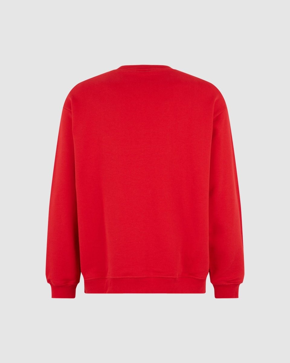 Vision Of Super RED CREWNECK WITH EMBROIDERED FLAMING HEART Nuovo