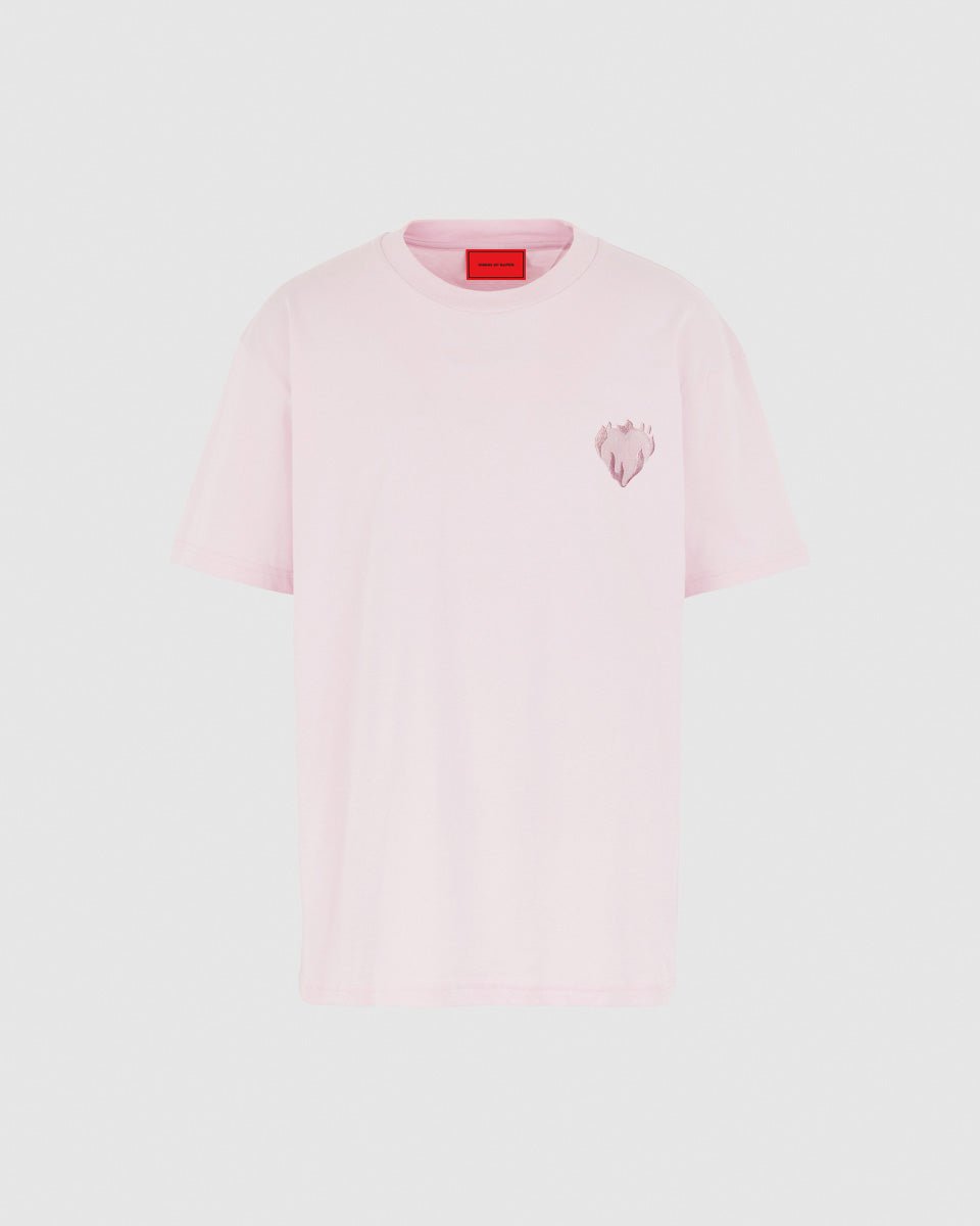 Vision Of Super PINK T-SHIRT WITH EMBROIDERED FLAMING HEART Vendita