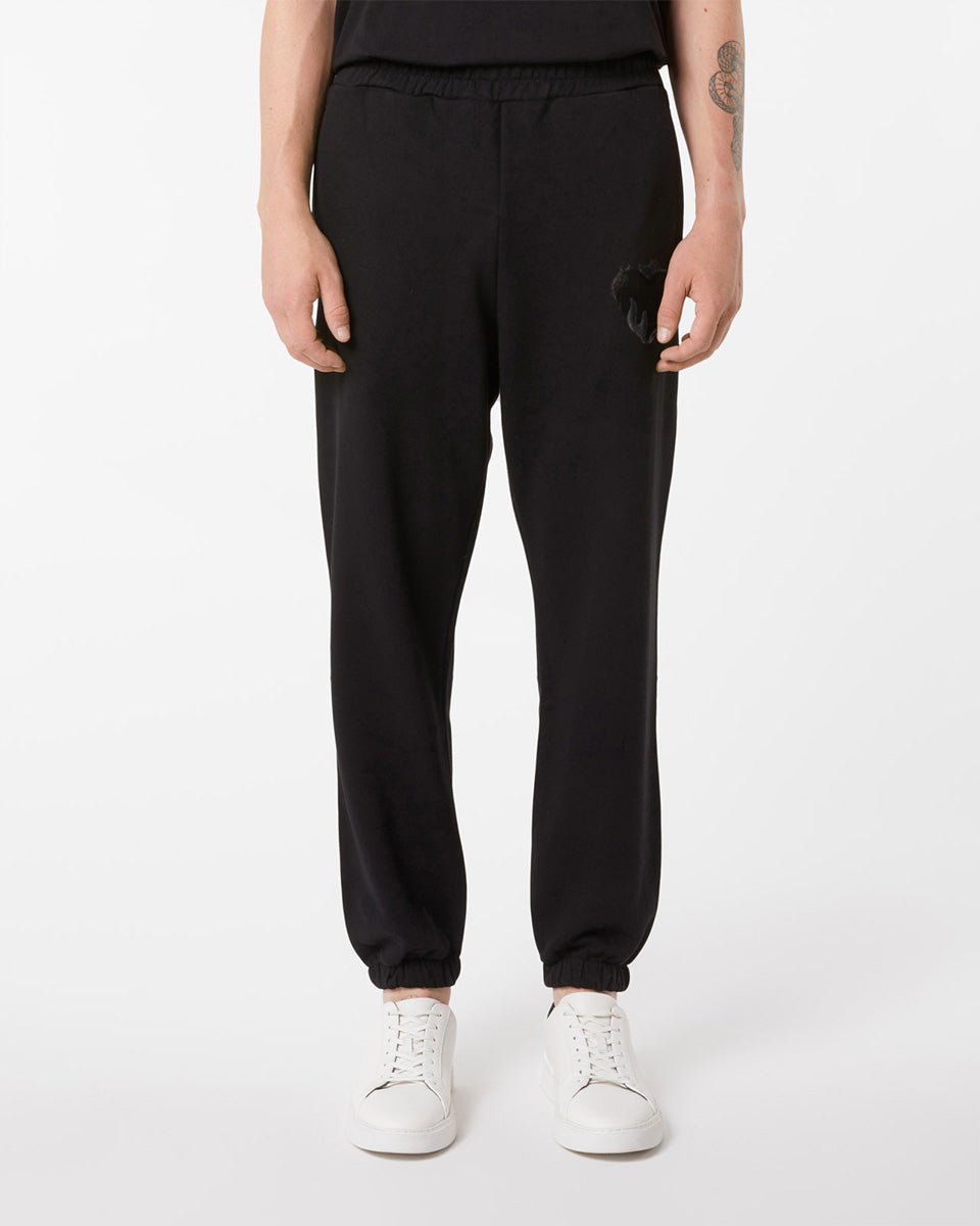 Vision Of Super BLACK PANTS WITH EMBROIDERED FLAMING HEART Promozione