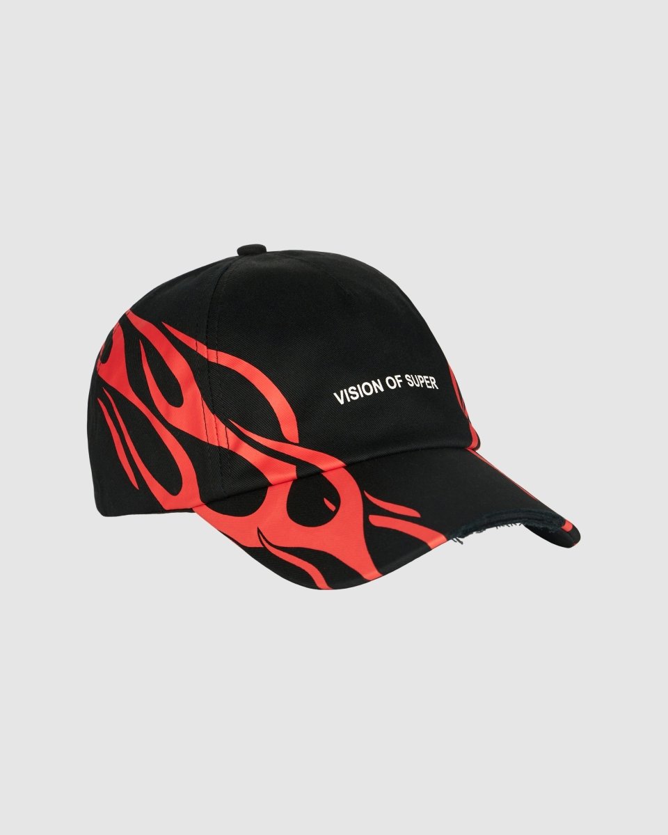 Vision Of Super BLACK CAP WITH RED TRIBAL PRINT Offerta temporanea
