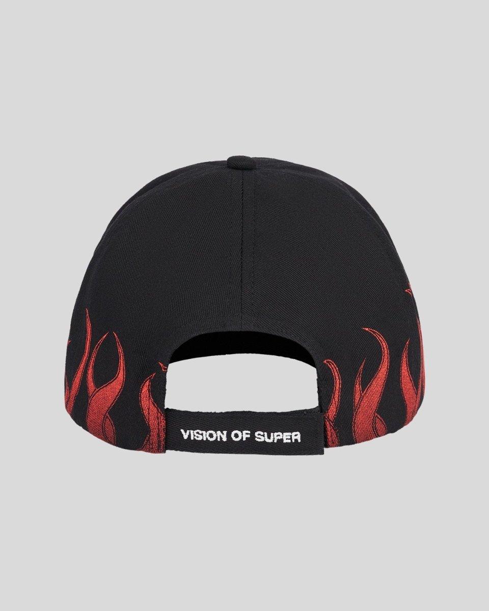 Vision Of Super BLACK CAP WITH RED FLAMES Negozi Online