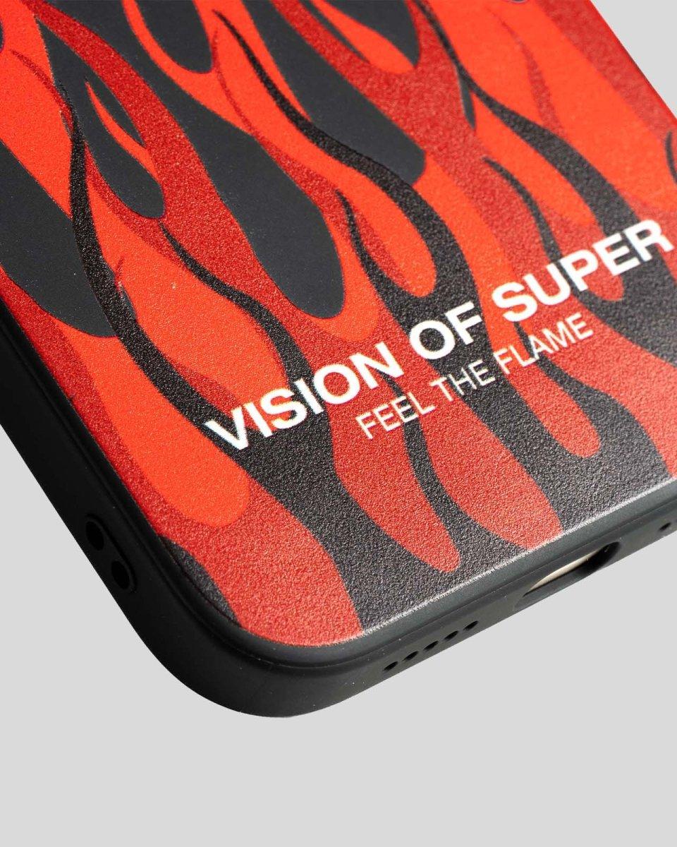 Vision Of Super BLACK iPHONE 14 PRO COVER WITH RED FLAMES AND WHITE LOGO Consegna Veloce