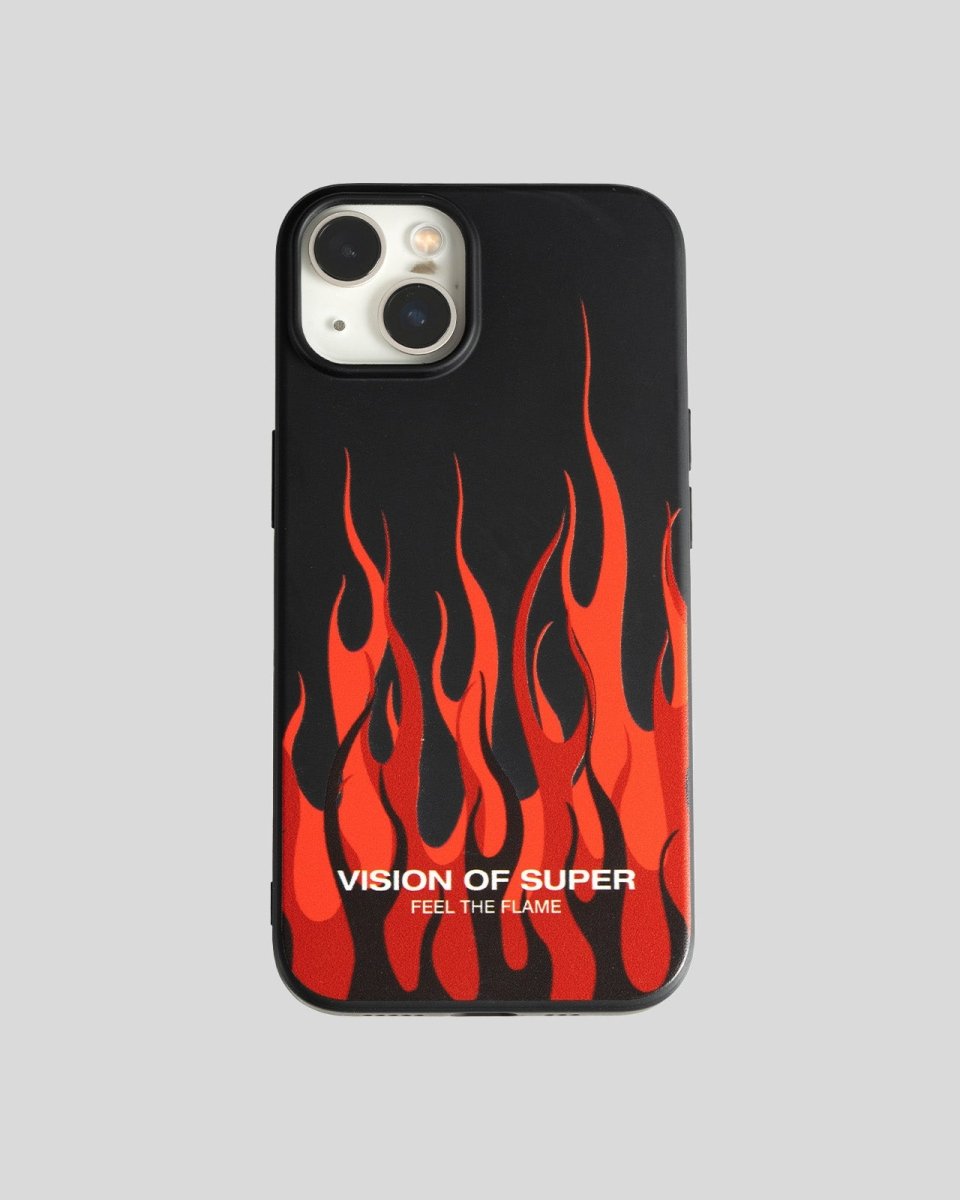 Vision Of Super BLACK iPHONE 14 PRO COVER WITH RED FLAMES AND WHITE LOGO Consegna Veloce