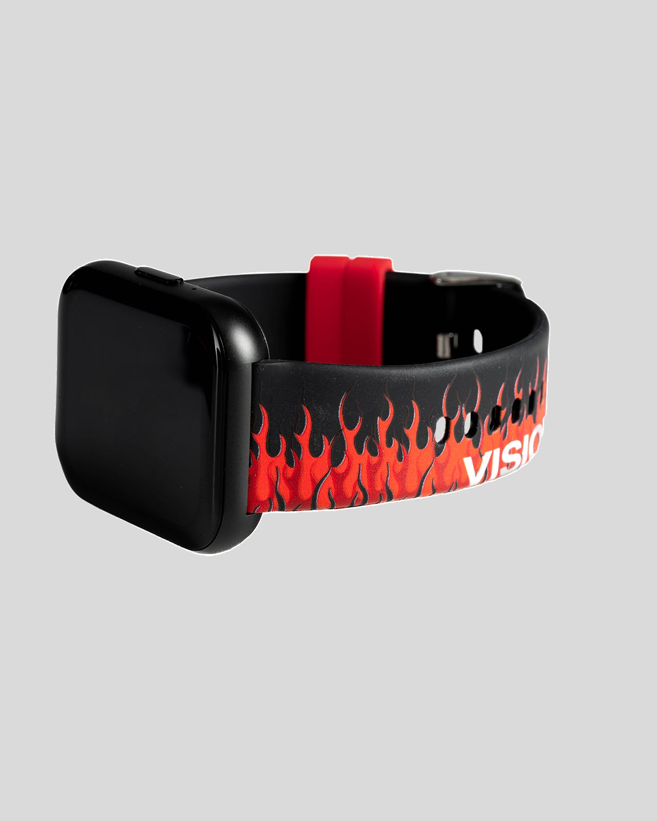 Vision Of Super BLACK SMARTWATCH WITH RED FLAMES AND WHITE LOGO Promozione Limitata