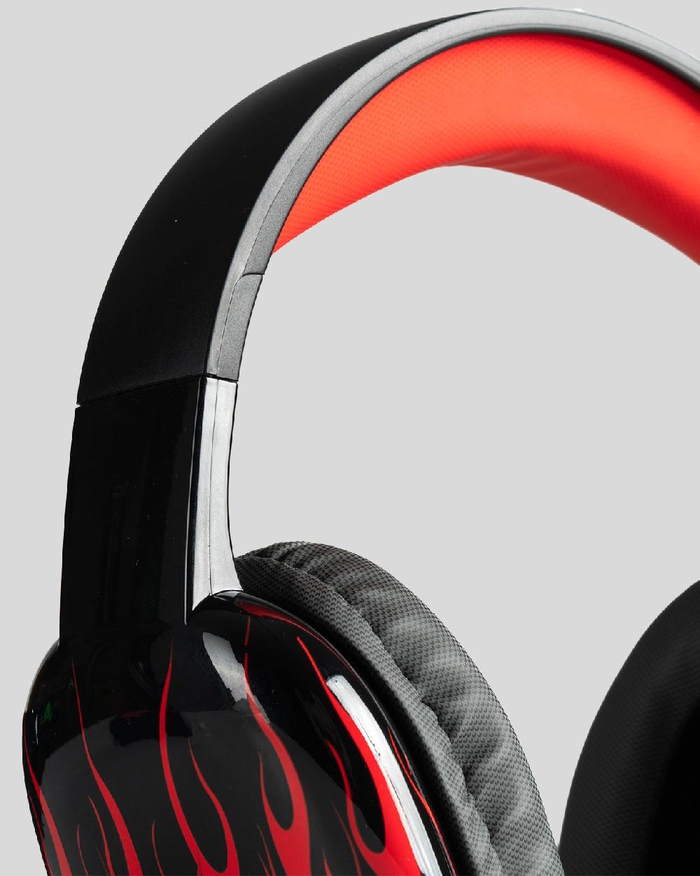 Vision Of Super BLACK HEADPHONES WITH RED FLAMES AND WHITE LOGO Fino Al -60%