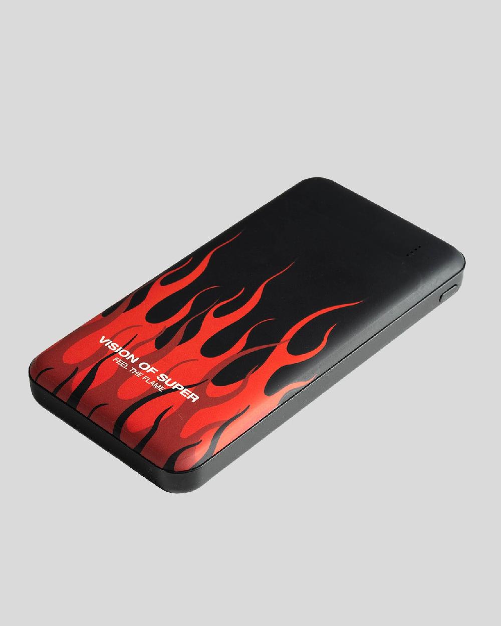 Vision Of Super BLACK POWERBANK WITH RED FLAMES AND WHITE LOGO Shopping Online