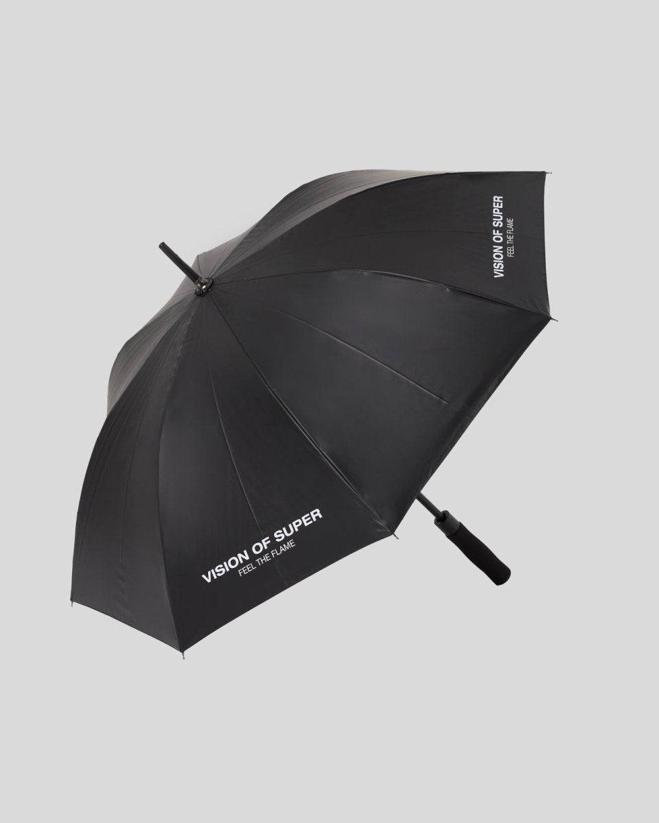 Vision Of Super BLACK UMBRELLA WITH TRIPLE FLAMES AND LOGO PRINT Prezzo Ridotto