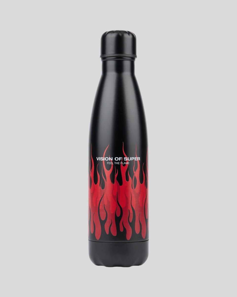 Vision Of Super BLACK BOTTLE WITH TRIPLE FLAMES AND LOGO PRINT Sottocosto